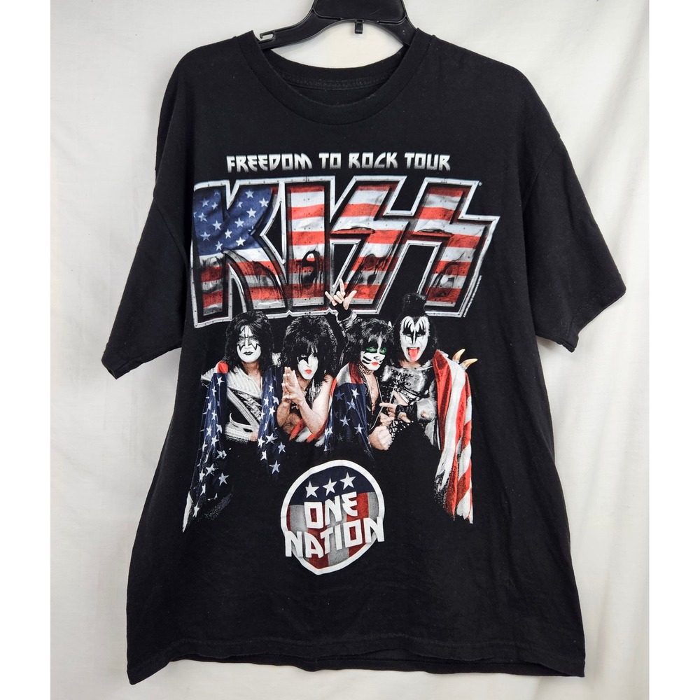 KISS Freedom To Rock‎ Tour T-Shirt Black Double Sided Concert Graphic Mens XL